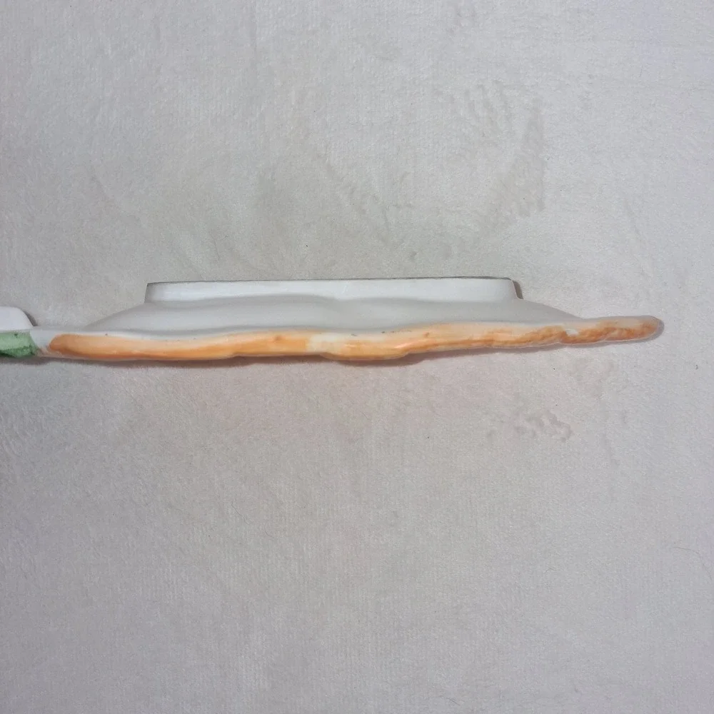 Vintage Anthropomorphic Happy Face Carrot Ceramic Spoon Rest Whimsical Veggie...